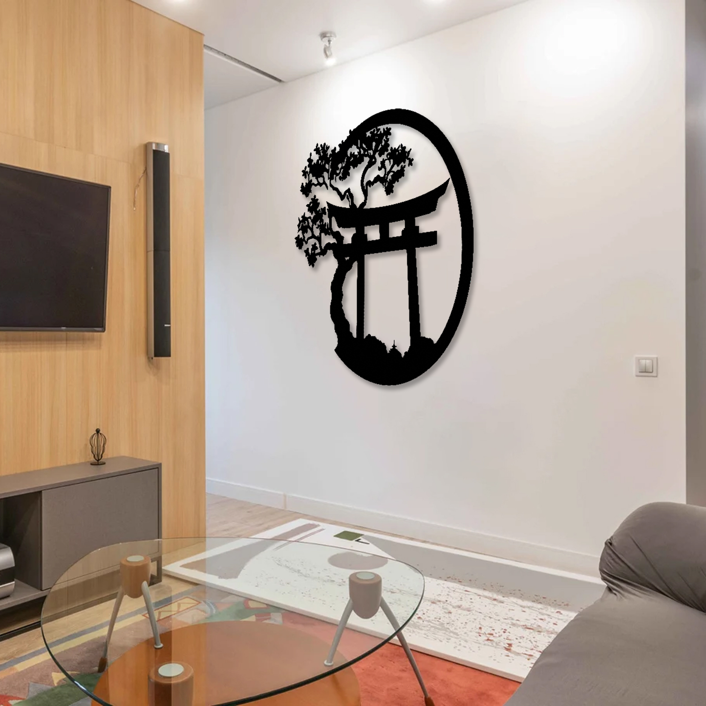 Japanese Wall Art Metal Japanese Decor Asian Art Religious Wall Decor Nature Cherry Blossom Tree Torii Gate Shinto Landscape Decoration Home Decor Aesthetics